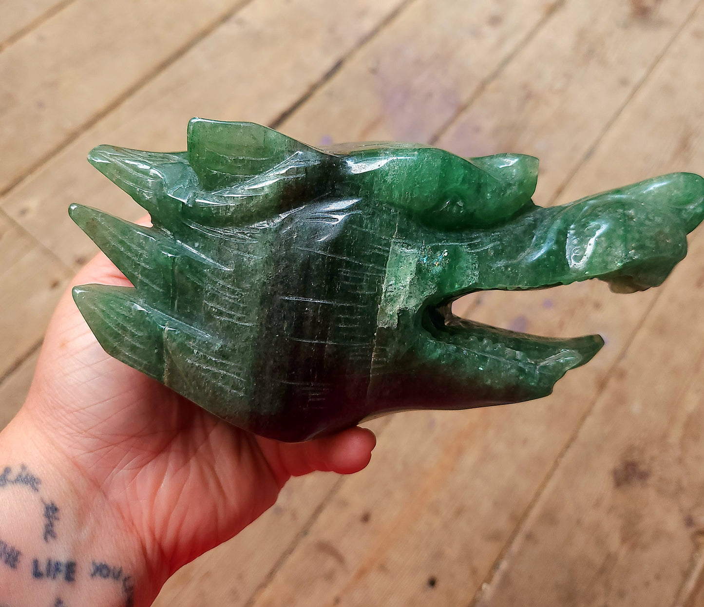 Fluorite Wolf Carving