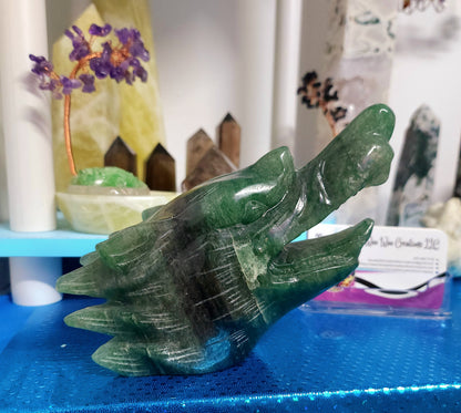 Fluorite Wolf Carving