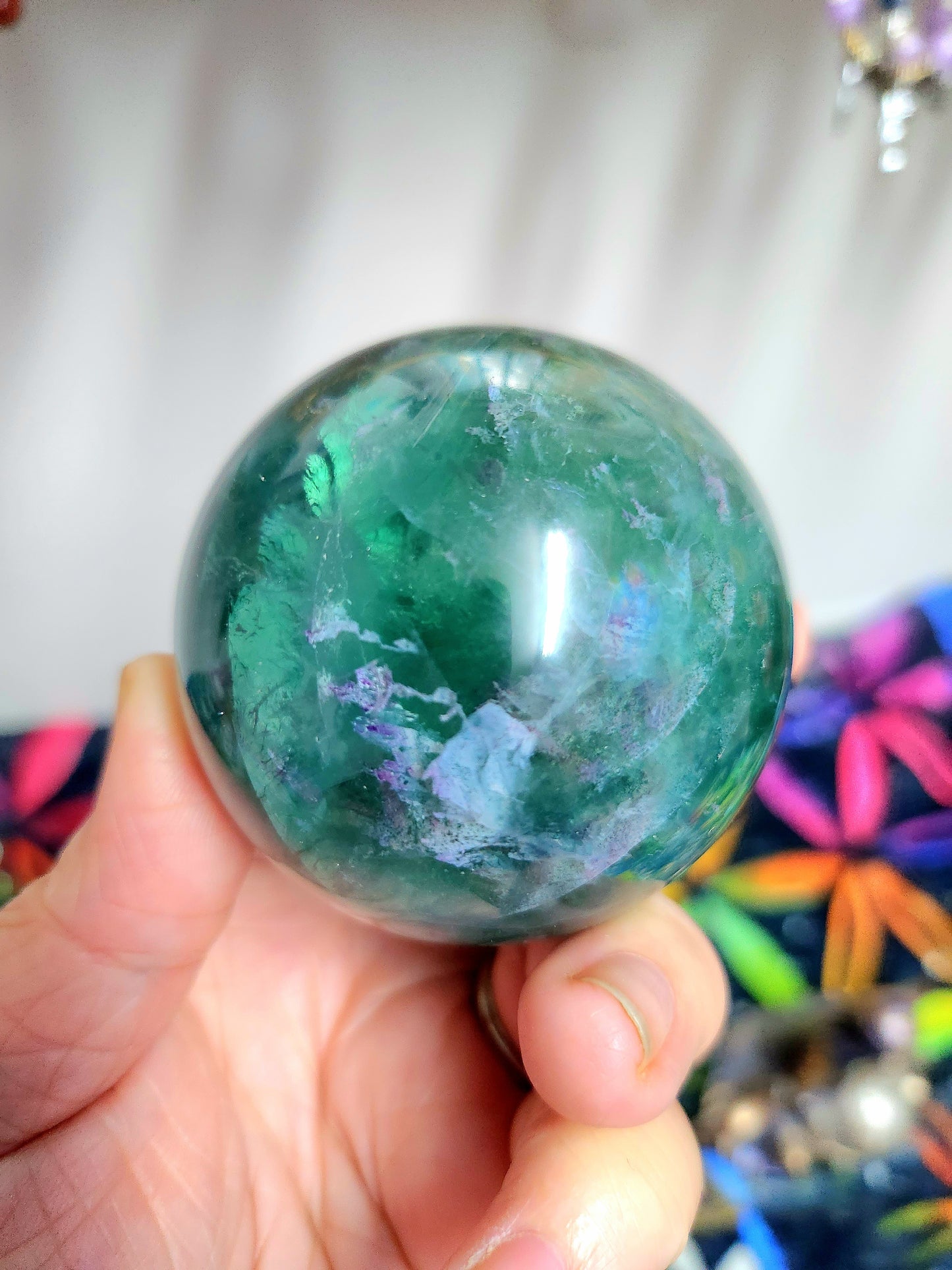 Green & Purple Fluorite Sphere