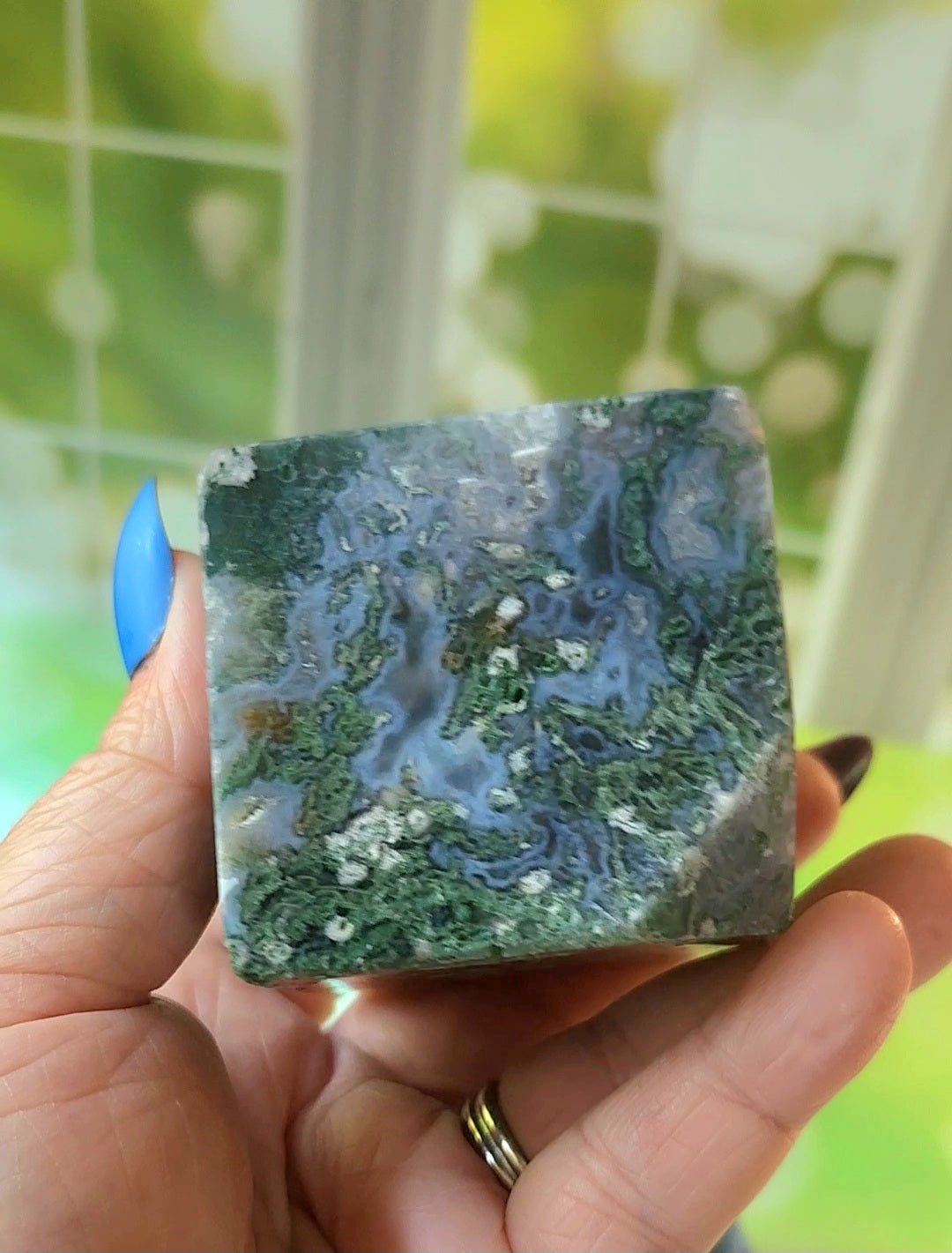 Moss Agate Floating Cubes
