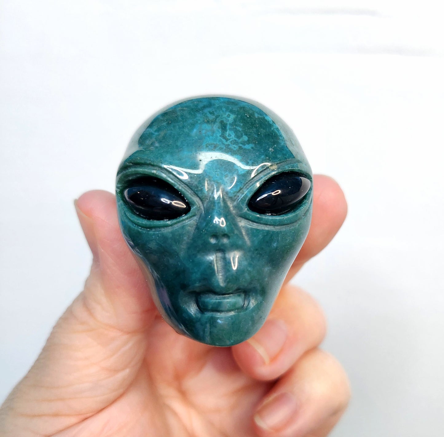 Crystal Alien Head Carvings