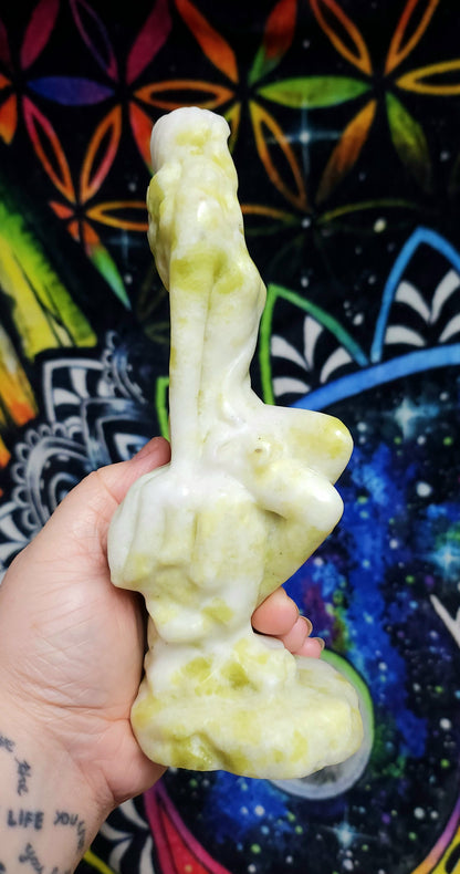 Nephrite Jade Lady On the Rocks Carving