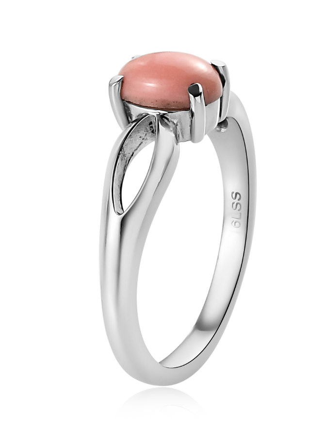 Peach Opal Solitaire Ring - size 10