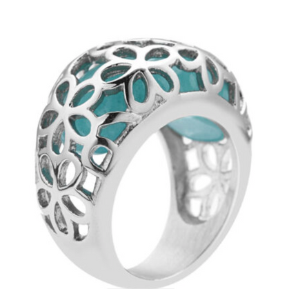 Amazonite Floral Dome Ring - size 10